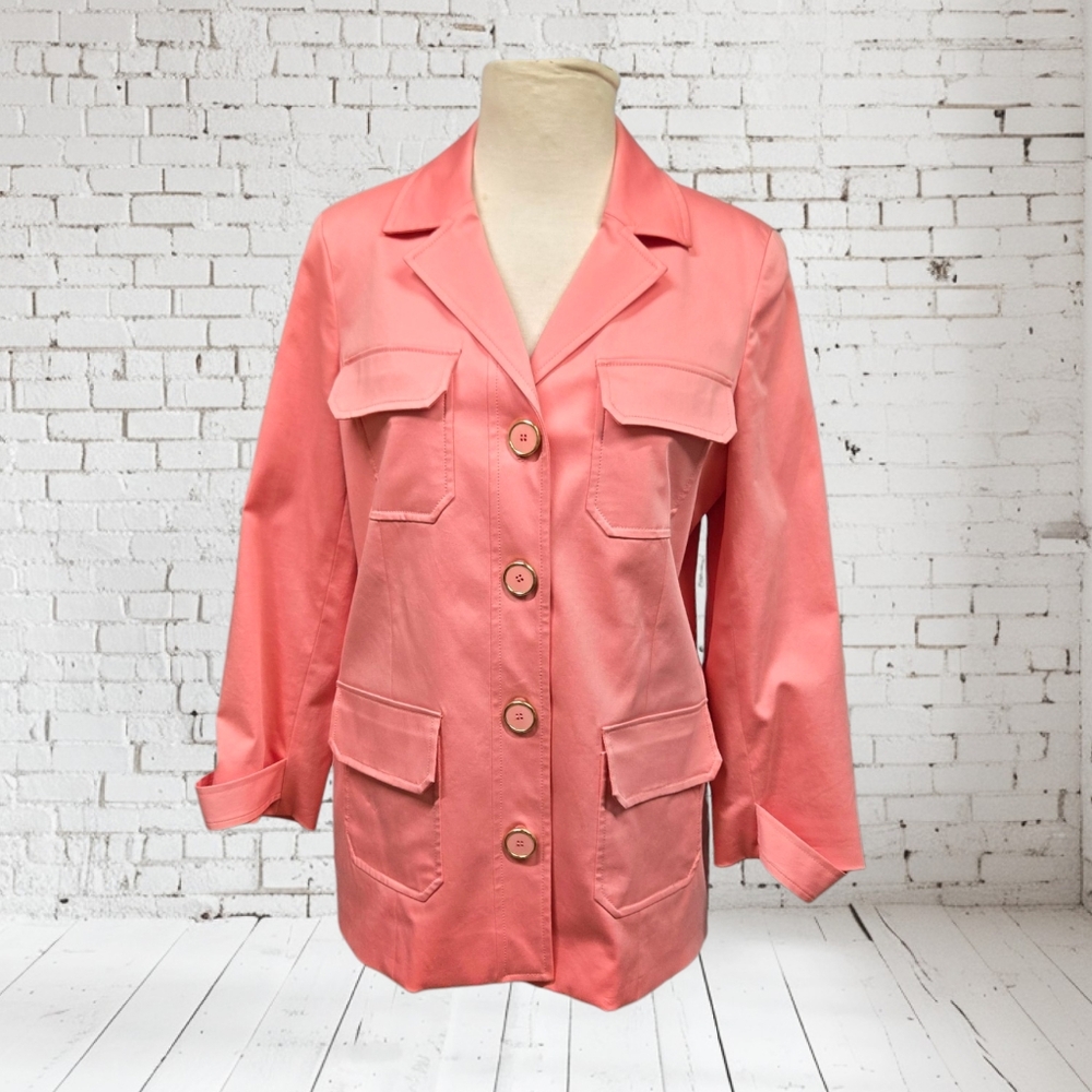 Doncaster Collection Women's Pink Four Pocket Blazer Petite SZ 12
